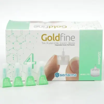 سرسوزن انسولین goldfine سایز 4 گیج 32 بسته 100 عددی گلدفاین serfarma